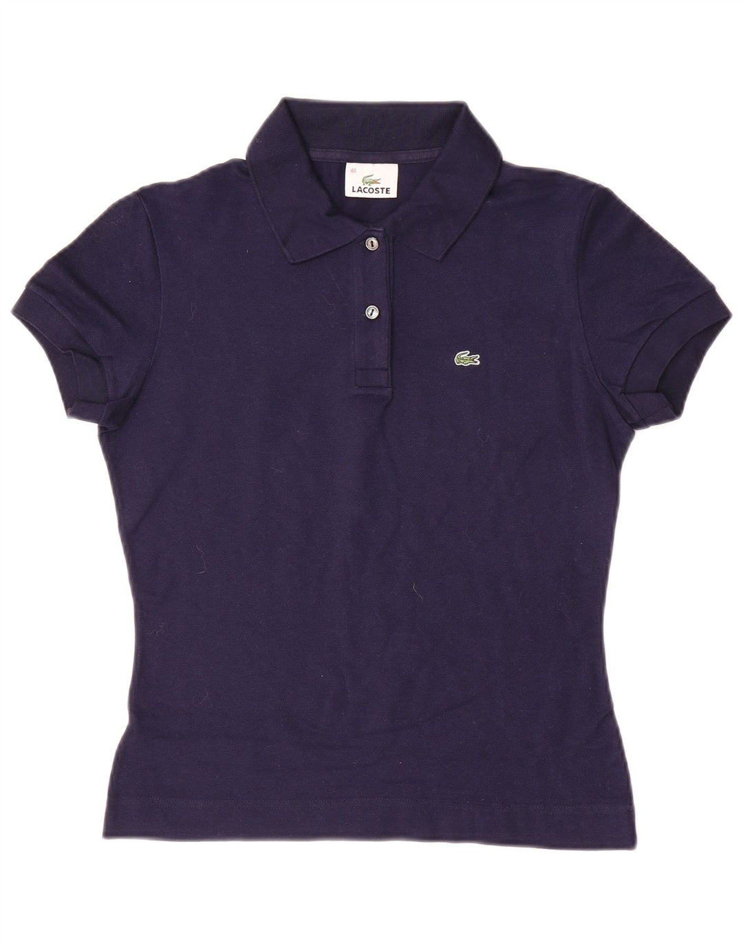Camisa polo feminina Lacoste tamanho 40 algodão azul marinho médio