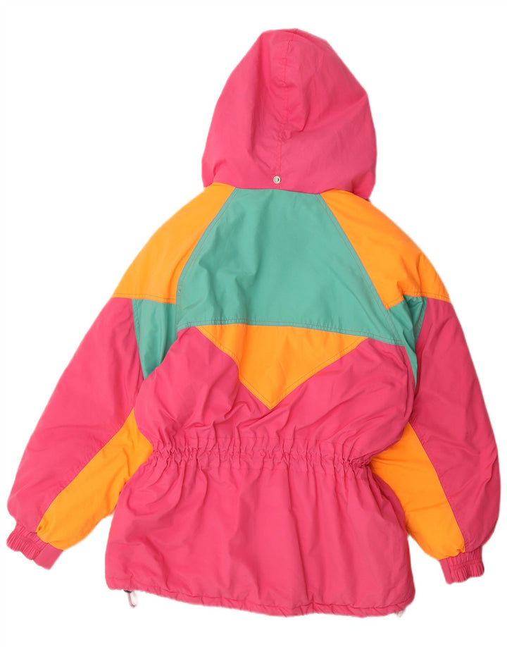 Jaqueta de esqui com capuz feminino Colle UK 10 poliéster rosa pequeno Colourblock