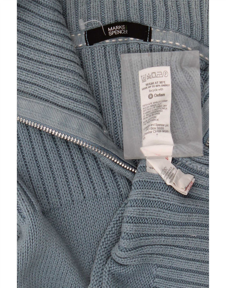Suéter cardigã feminino Marks & Spencer Reino Unido 16 grande algodão azul