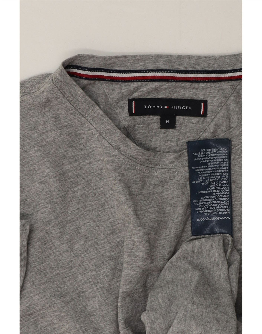 Camiseta masculina Tommy Hilfiger Top cinza médio algodão manchado