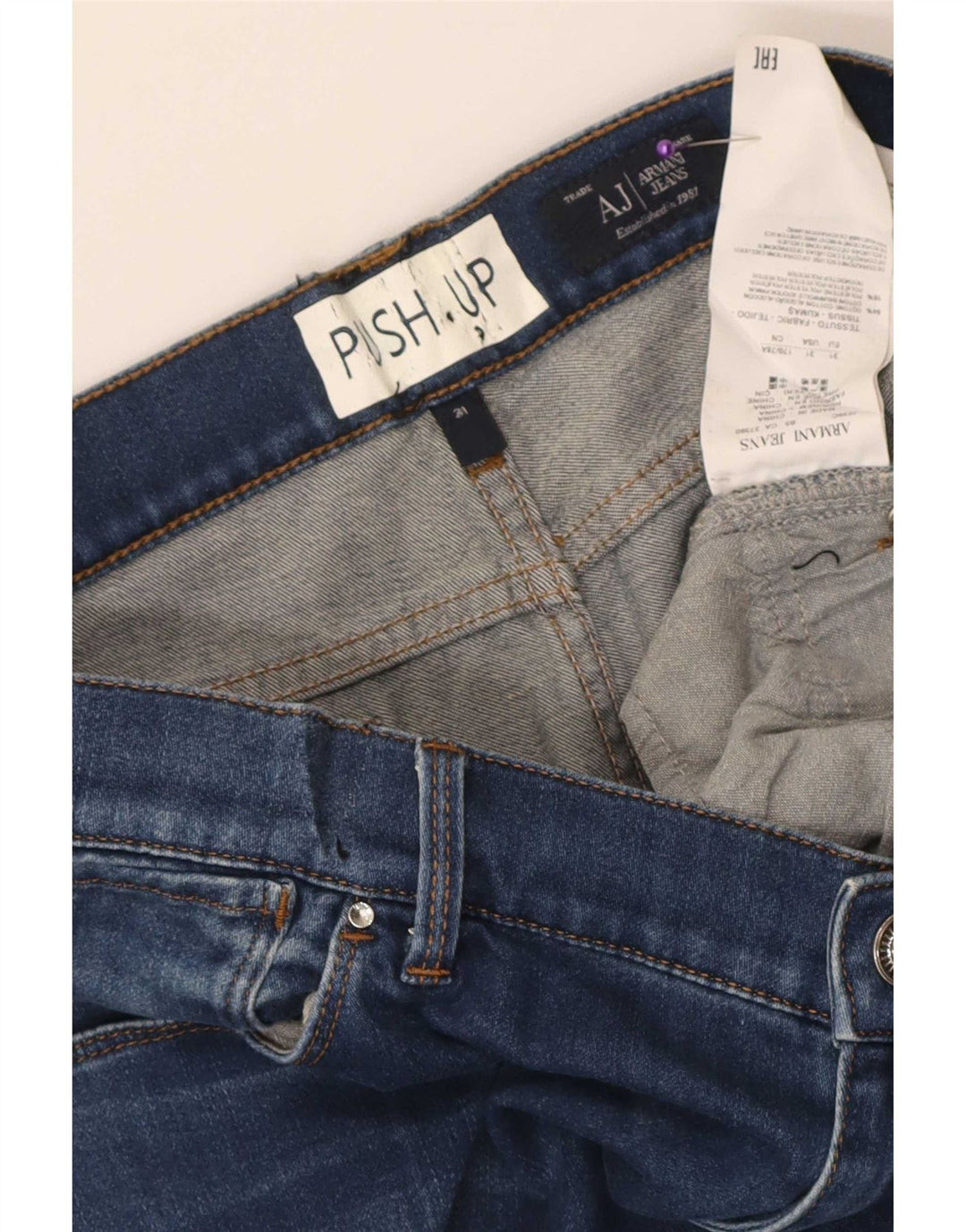 Armani feminino slim jeans W31 L27 algodão azul