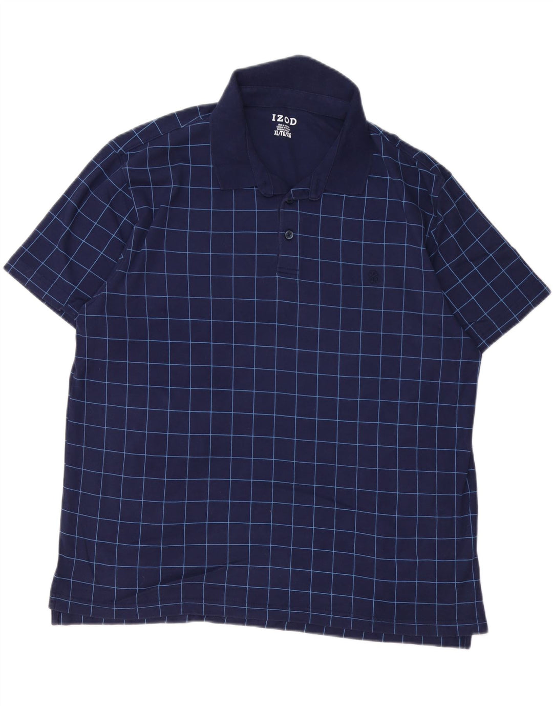 Camisa polo masculina IZOD XL algodão xadrez azul marinho