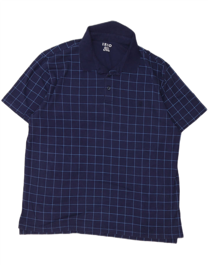 Camisa polo masculina IZOD XL algodão xadrez azul marinho