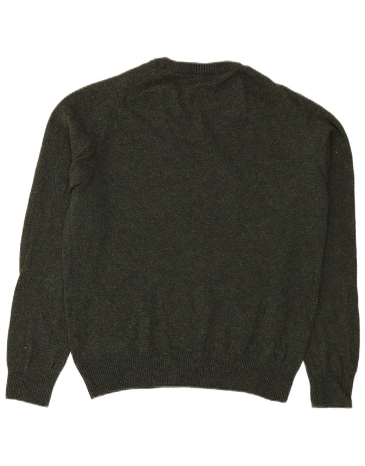 Suéter masculino Marks & Spencer com gola redonda, lã verde médio