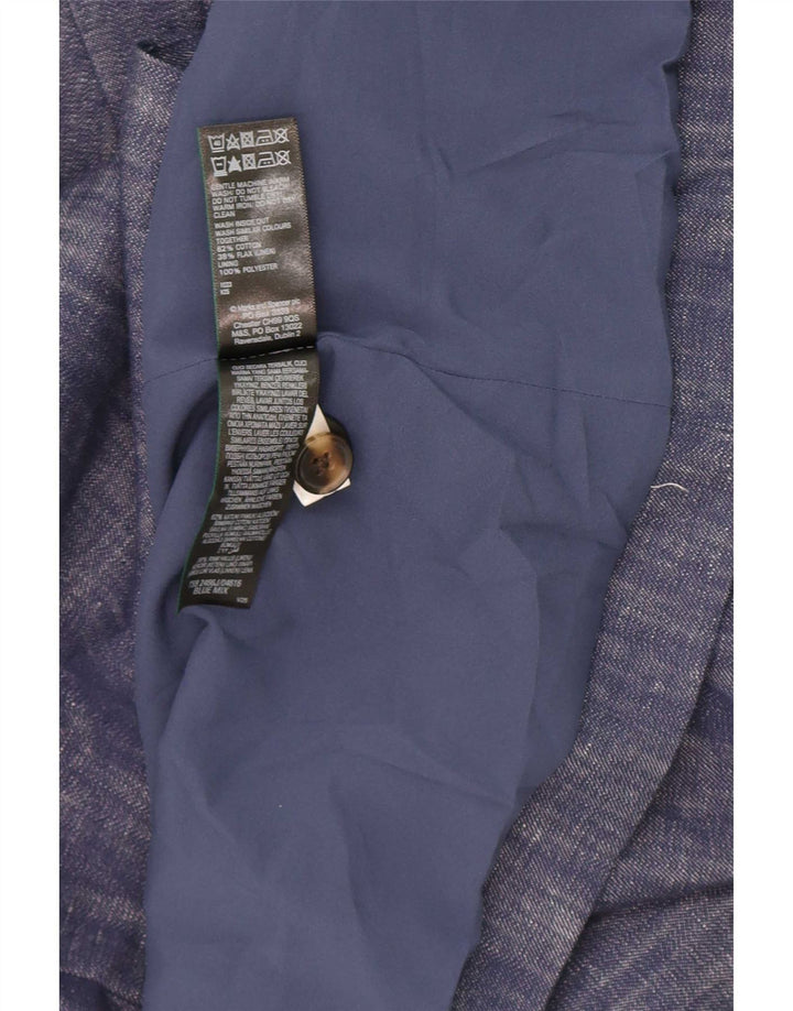 Jaqueta blazer feminina de 2 botões Marks & Spencer Reino Unido 16 grande algodão azul marinho