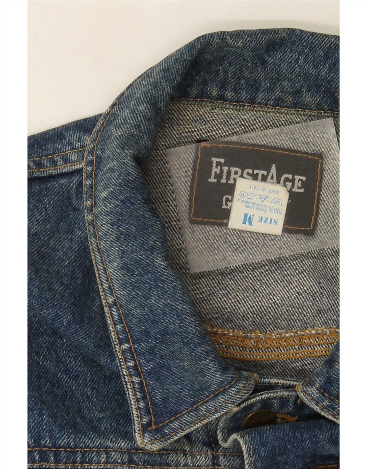 Jaqueta jeans feminina vintage Reino Unido 14 algodão azul médio