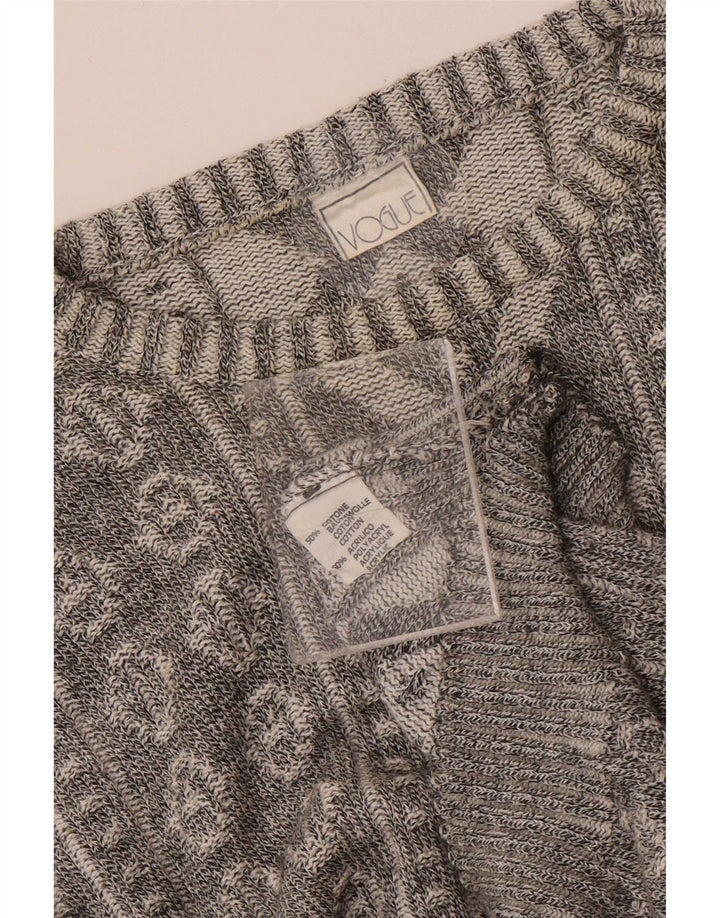 Suéter masculino Vogue com gola redonda e algodão geométrico cinza médio