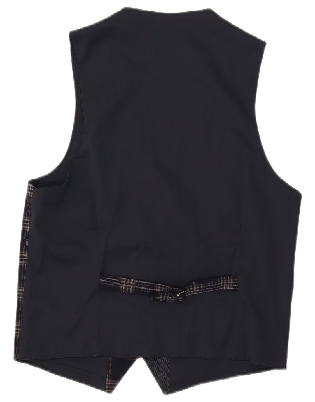 Colete masculino vintage IT 46 pequeno poliéster xadrez azul marinho