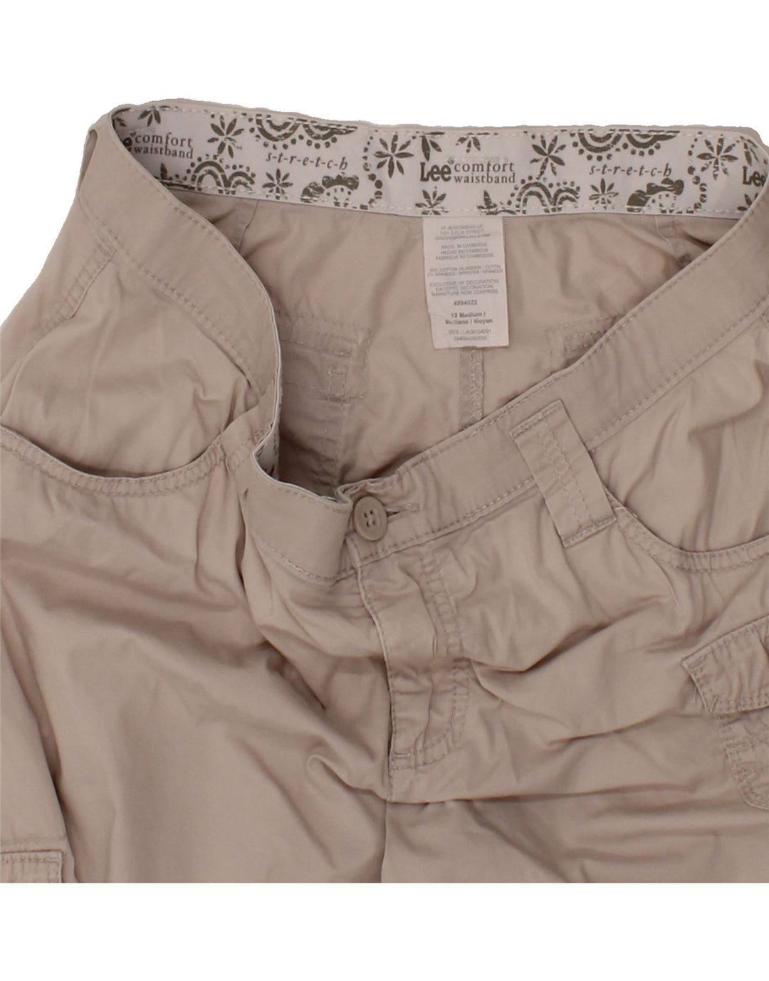 LEE Womens Cargo Capri Trousers US 12 Large W34 L20 Beige Cotton Classic Vintage Lee and Second-Hand Lee from Messina Hembry 