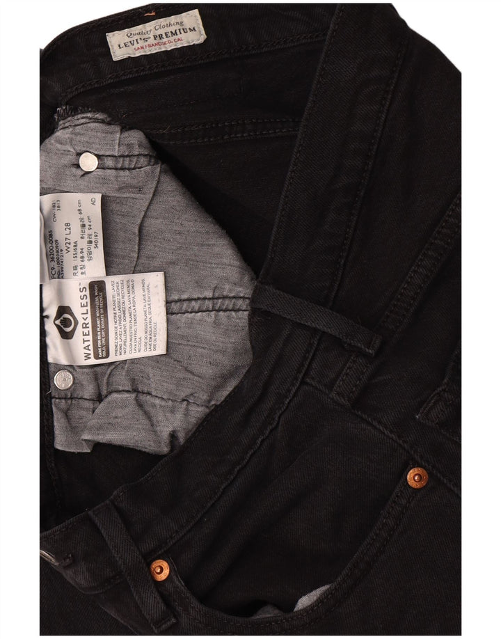 Calça jeans feminina Levi's 501 Straight W27 L28 algodão preto