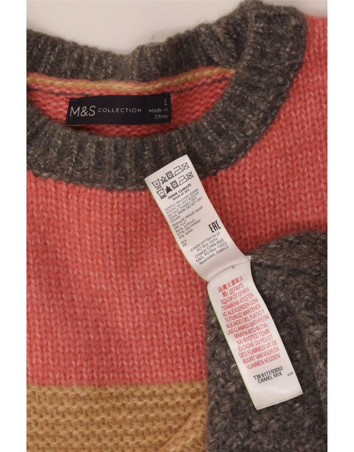 Suéter feminino Marks & Spencer com gola redonda Reino Unido 16 grande multicolorido