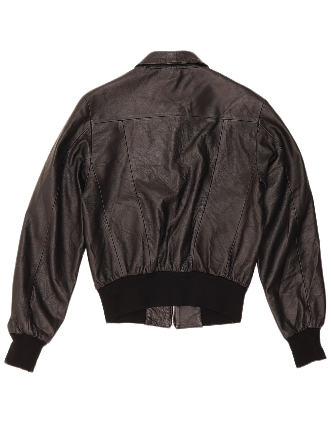 Jaqueta de couro bomber feminina vintage IT 44 couro preto médio