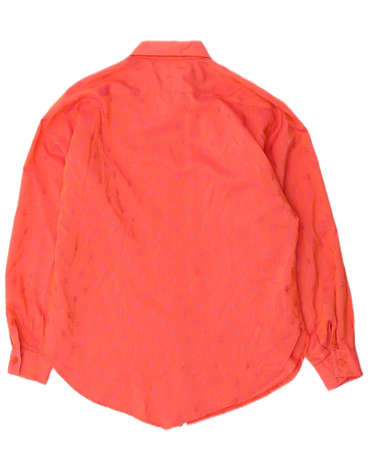 Camisa feminina vintage de manga comprida UE 38 algodão manchado vermelho médio