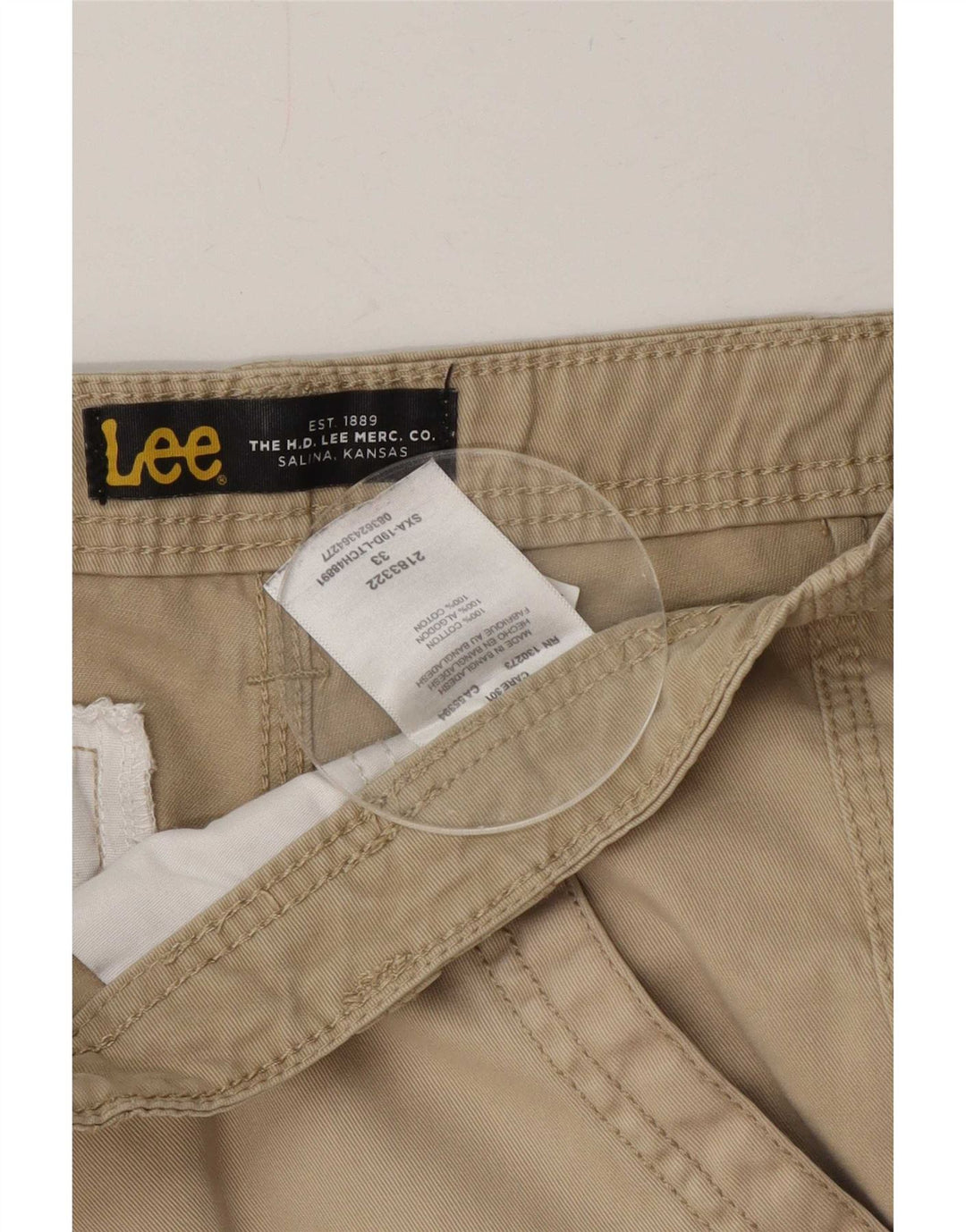 Lee Mens Cargo Shorts Médio W33 Algodão Bege