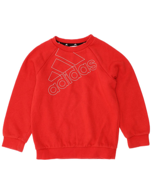 Adidas meninos moletom gráfico jumper 2-3 anos algodão vermelho