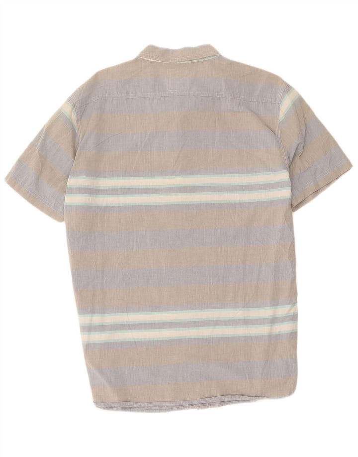 Camisa masculina de manga curta Levi's XL cinza listrada de algodão