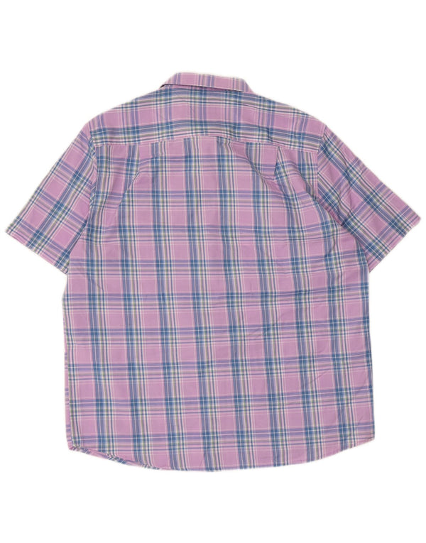 Camisa masculina de manga curta JAMES PRINGLE poliéster xadrez roxo grande