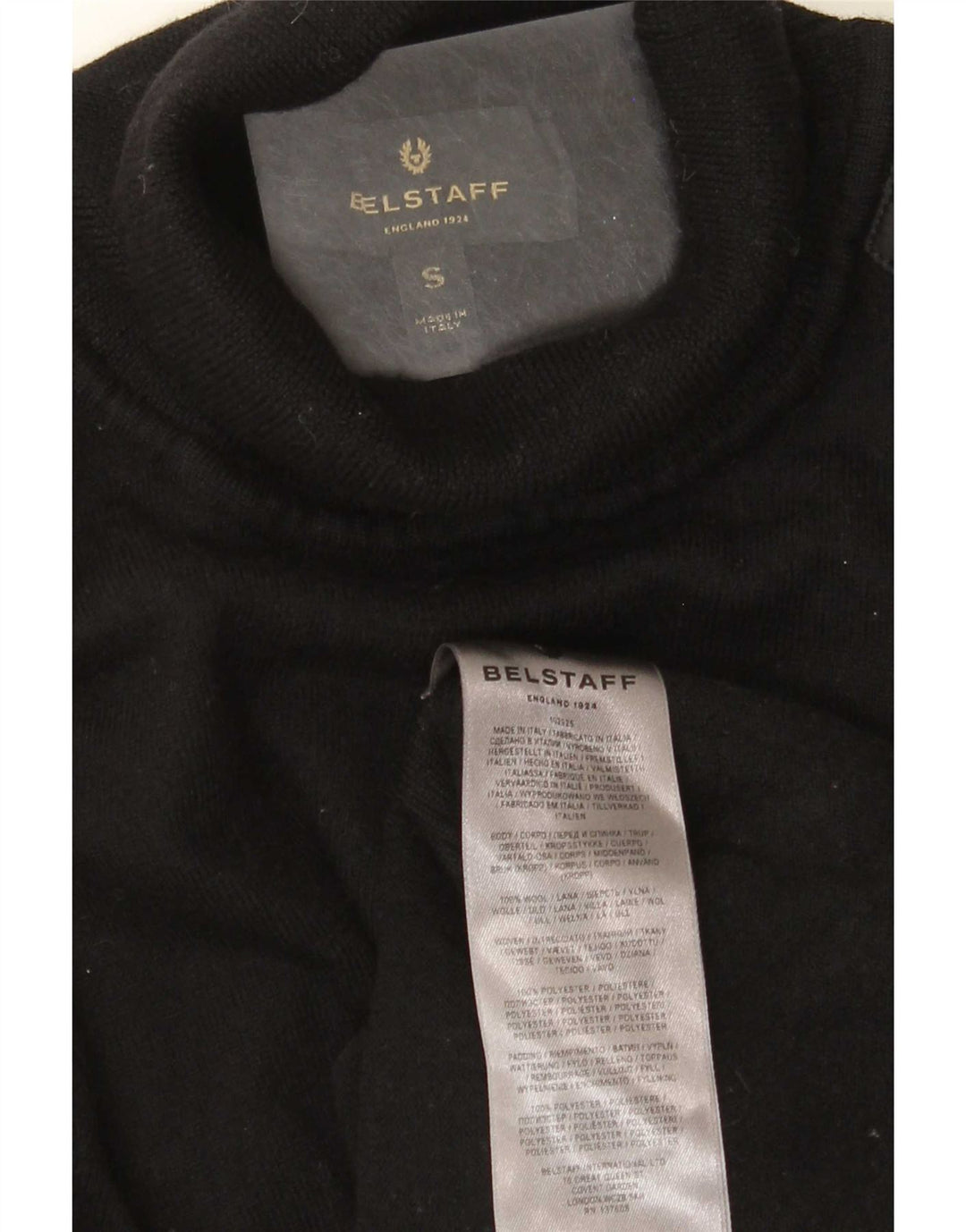 Suéter masculino Belstaff com gola redonda e lã preta pequena
