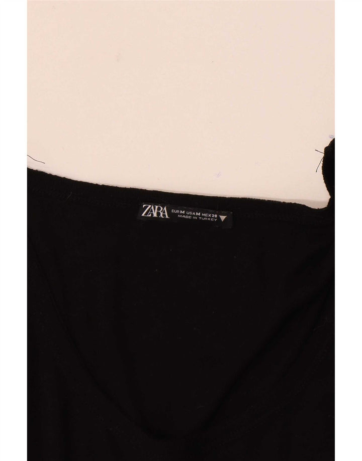 Top feminino Zara manga comprida UK 12 médio preto