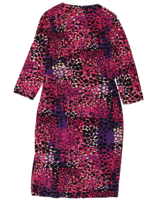 Vestido feminino com bainha de manga 3/4 da Coast Reino Unido 12 médio multicolorido manchado