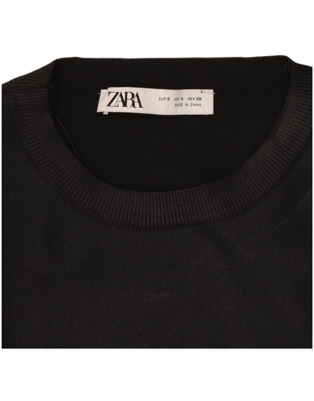 Zara Suéter feminino cropped com gola redonda Reino Unido 8 pequeno preto