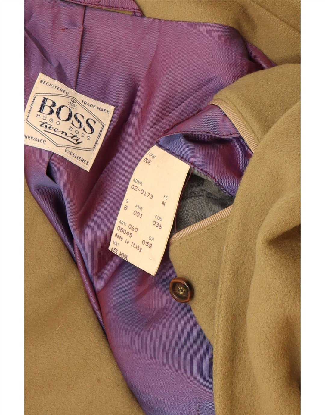 Jaqueta blazer masculina de 2 botões HUGO BOSS EU 52 XL lã bege