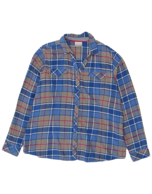 Camisa feminina de flanela grande Columbia UK 18 XL algodão xadrez azul