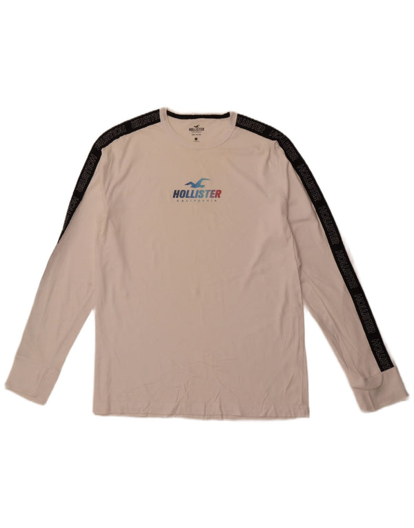 Top gráfico masculino HOLLISTER de manga comprida grande algodão colorido branco