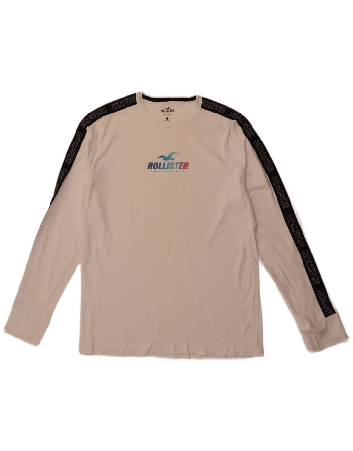Top gráfico masculino HOLLISTER de manga comprida grande algodão colorido branco
