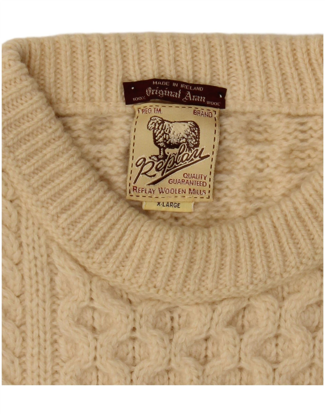 Suéter masculino REPLAY com gola redonda XL em lã branca