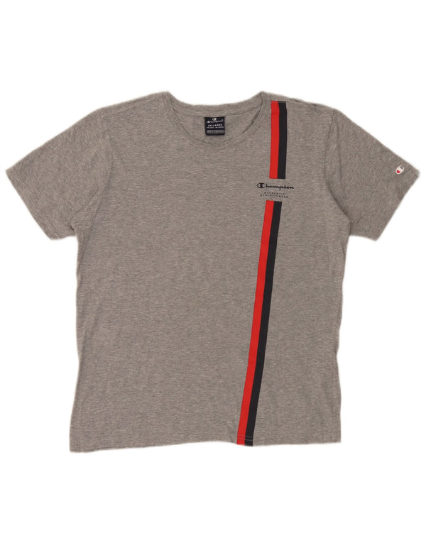 Camiseta Champion Meninos Top 15-16 Anos 2XL Cinza Listrado