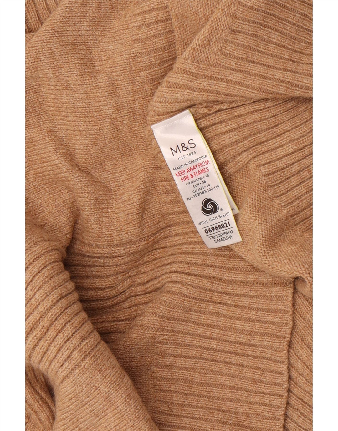 Suéter feminino Marks & Spencer com gola redonda Reino Unido 18 XL lã bege