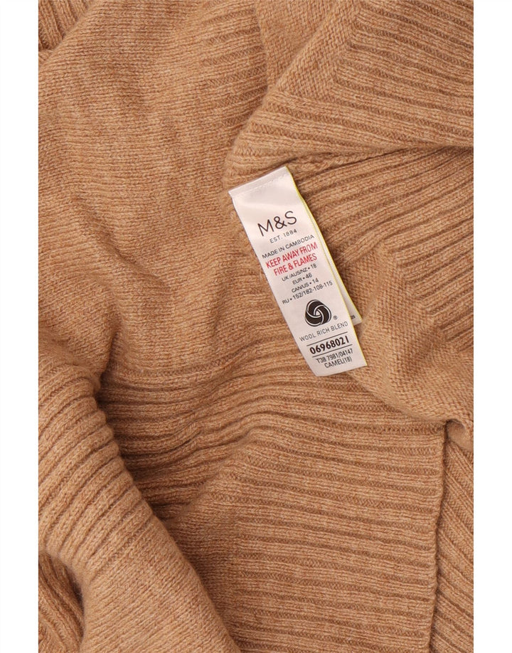 Suéter feminino Marks & Spencer com gola redonda Reino Unido 18 XL lã bege