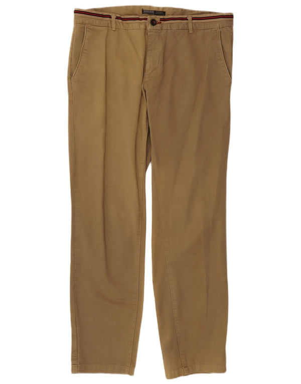 Zara Mens Slim Chino Calças EU 46 XL W36 L32 Algodão Cáqui