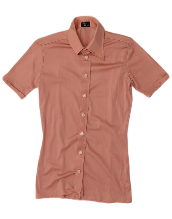Camisa masculina vintage de manga curta XS rosa