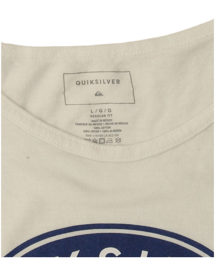 Colete gráfico masculino Quiksilver Top grande de algodão branco