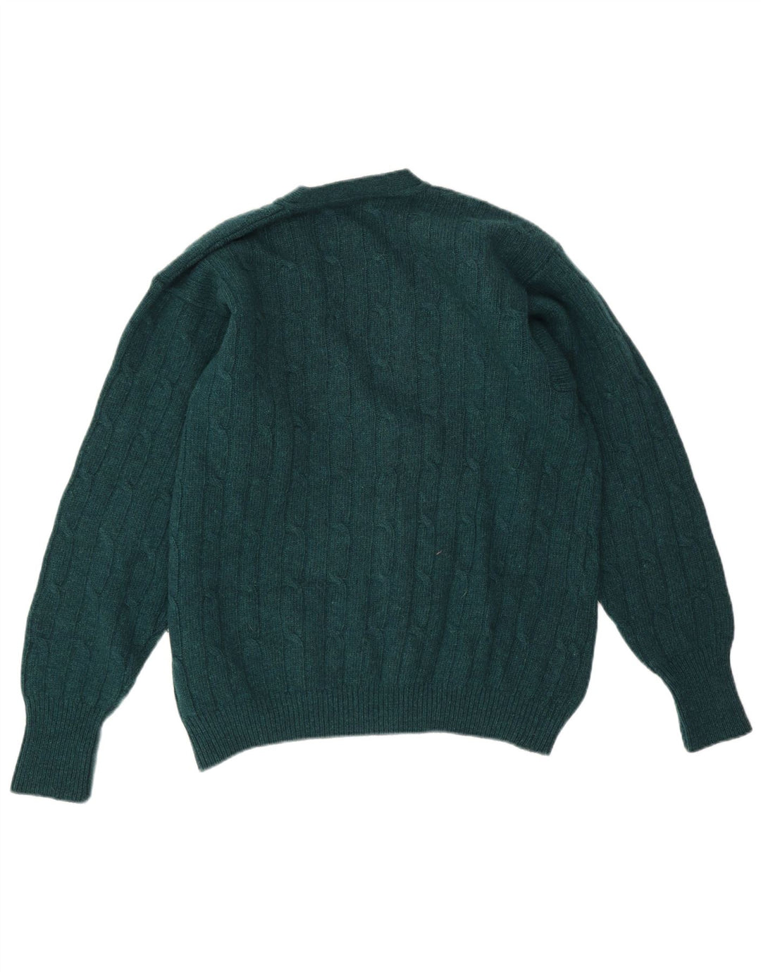 Suéter Cardigan Masculino Vintage IT 50 Lã Verde Médio