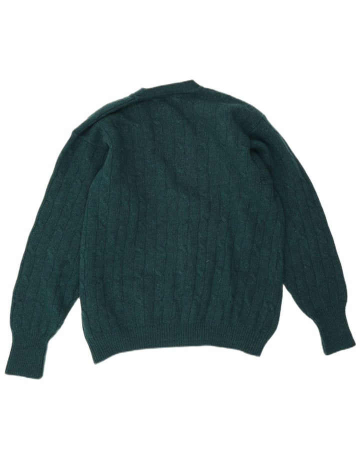 Suéter Cardigan Masculino Vintage IT 50 Lã Verde Médio