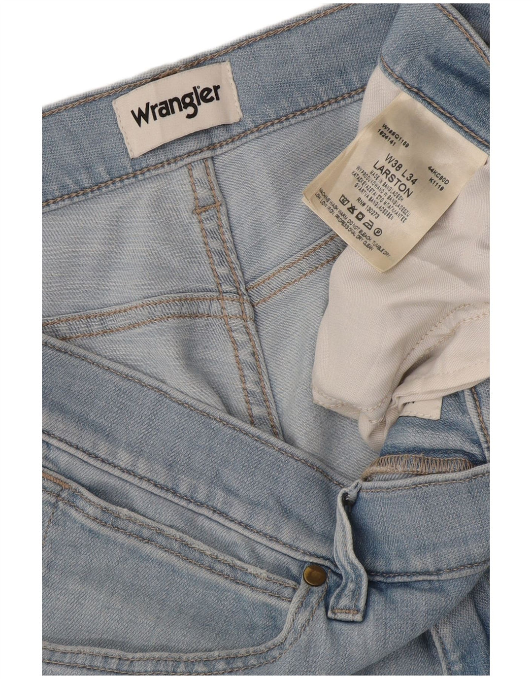 Wrangler Mens Larston Slim Jeans W38 L34 Azul Algodão