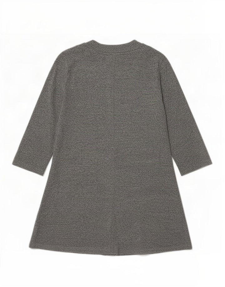 Vestido feminino Marks & Spencer manga 3/4 linha A UK 12 poliéster cinza médio
