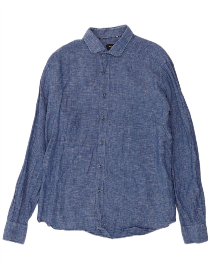 Camisa masculina Massimo Dutti XL linho azul