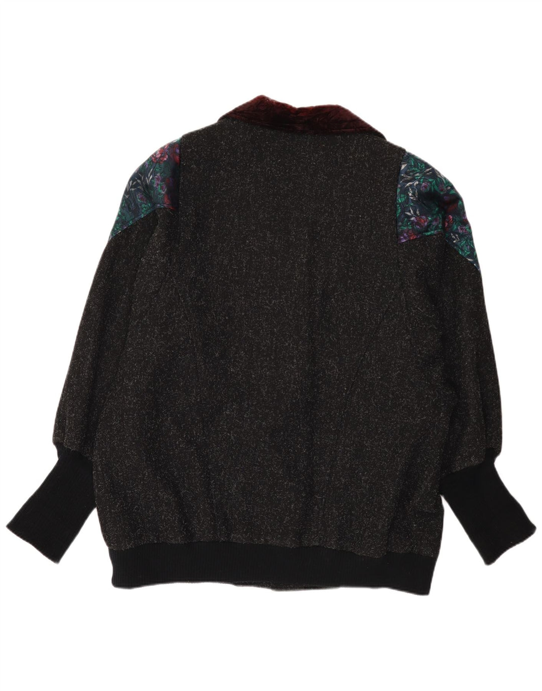 Casaco corta-vento feminino Maggie Lawrence EUA 18 2XL lã floral cinza