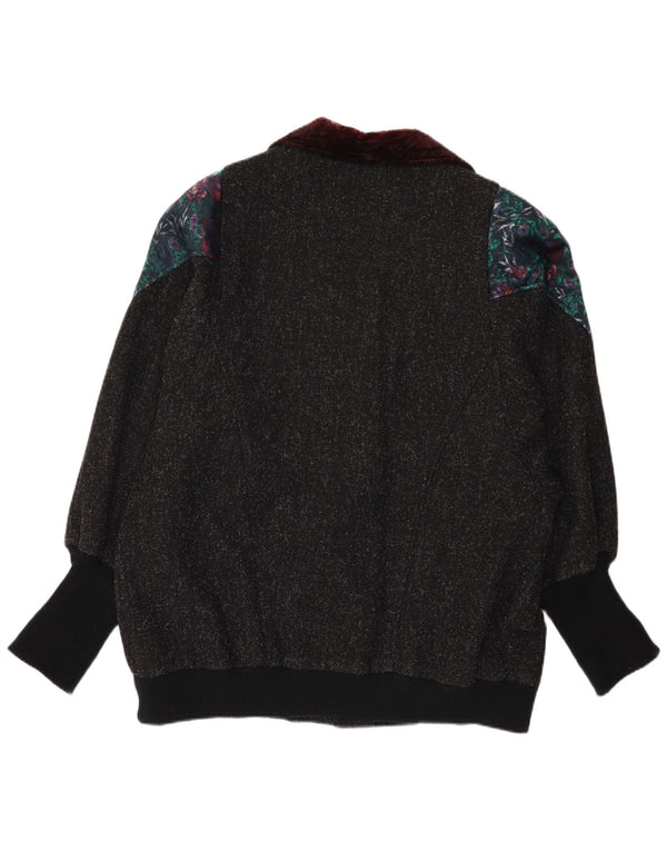 Casaco corta-vento feminino Maggie Lawrence EUA 18 2XL lã floral cinza