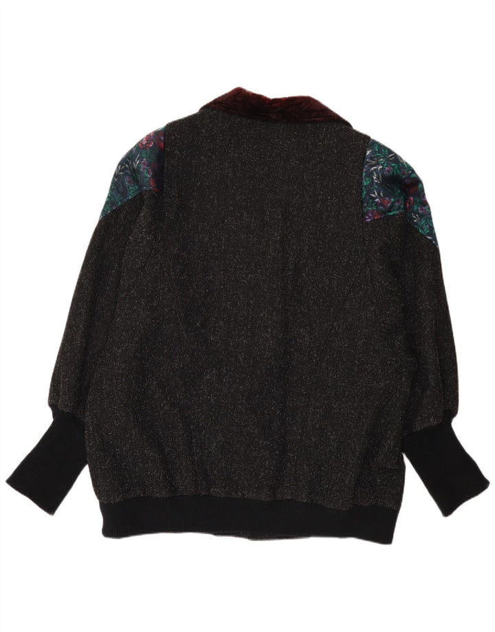 Casaco corta-vento feminino Maggie Lawrence EUA 18 2XL lã floral cinza