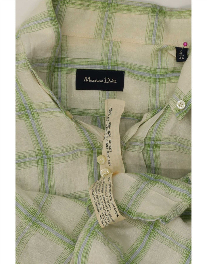 Camisa masculina Massimo Dutti tamanho 44 XL linho xadrez verde