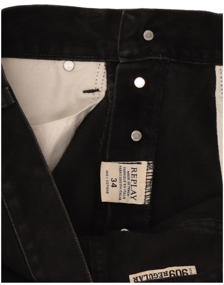 Replay Jeans reto masculino W34 L28 algodão preto