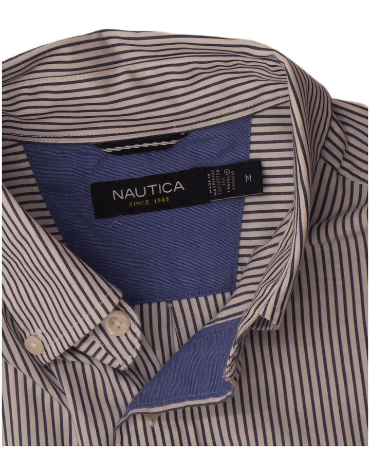 Camisa masculina NAUTICA de algodão listrado azul médio