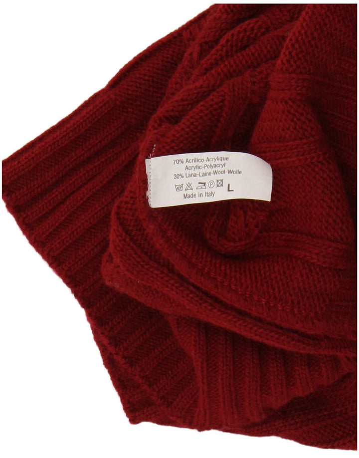 Suéter feminino VINTAGE com gola redonda Reino Unido 14 grande acrílico vermelho