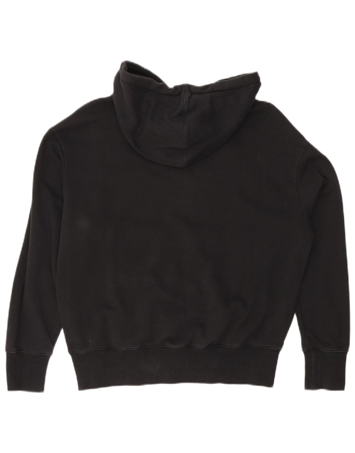 NIKE Womens Air Oversized Graphic Hoodie Jumper UK 6 XS Algodão Preto