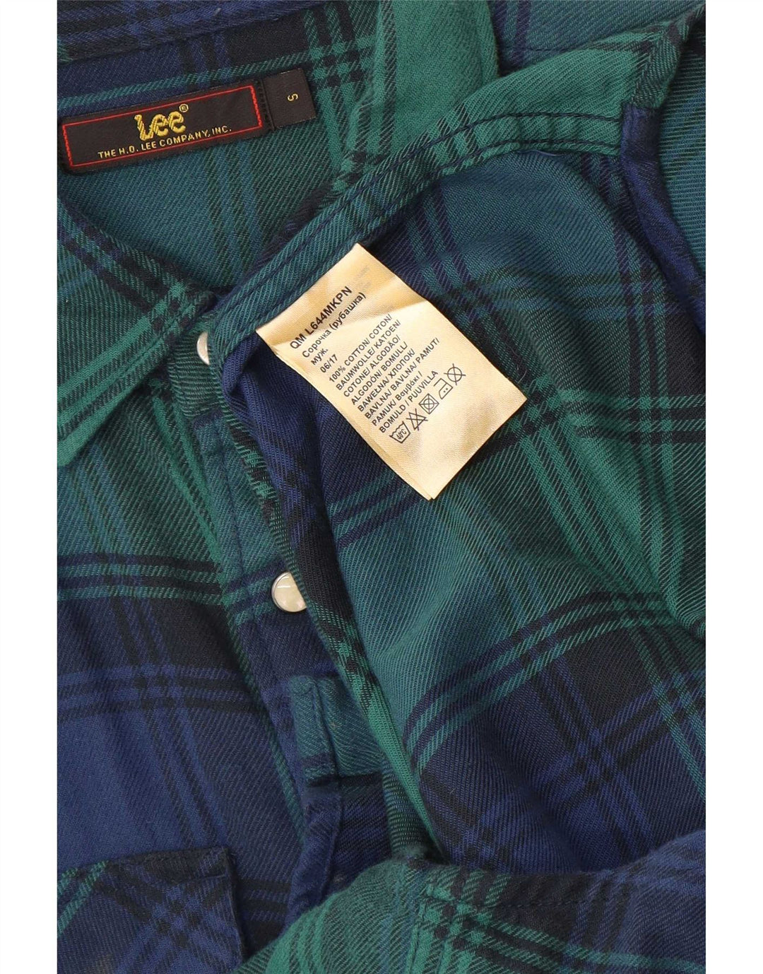 Camisa masculina de flanela Lee pequeno algodão xadrez verde